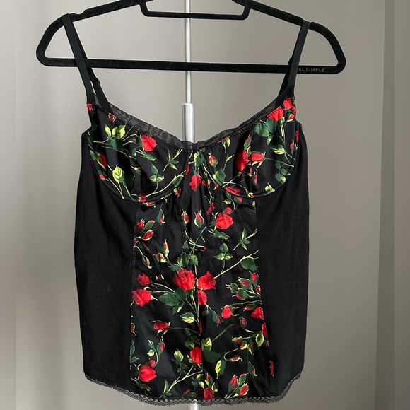 D&G Tops Dolce Gabbana Dg Vintage Silk Rose Print Corset Tank Top